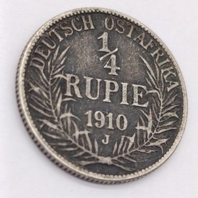 1910 J German East Africa quarter rupie - silver