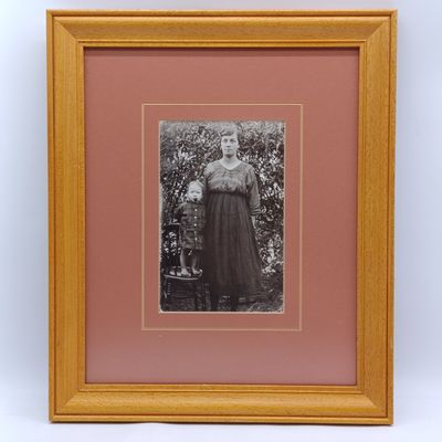 Antique photo of mother and child - Child has smoking pipe in mouth