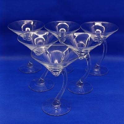 Lot of 6 vintage martini glasses - interesting design