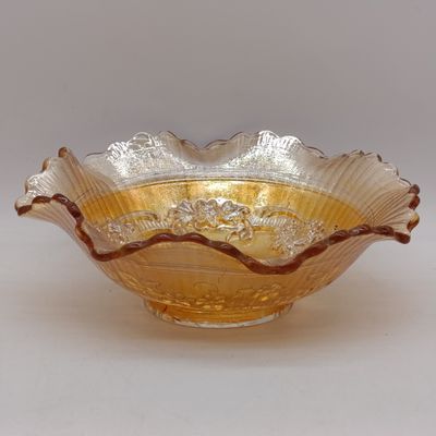 Imperial glass Company windmill pattern - ruffled bowl - marigold iridescent glass