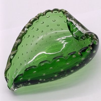 Murano Bullicante Emerald green art glass bowl
