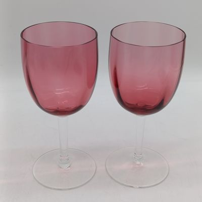 Lot of 6 Cranberry wine glasses