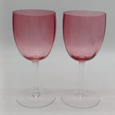 Lot of 6 Cranberry wine glasses