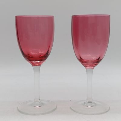 Lot of 6 small Cranberry wine glasses