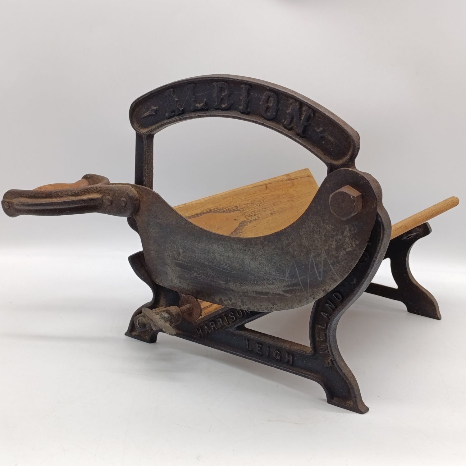 Antique cast Iron Albion manual guillotine slicer - circa 1900 - used for bread, tobacco and biltong