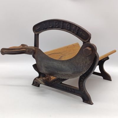 Antique cast Iron Albion manual guillotine slicer - circa 1900 - used for bread, tobacco and biltong