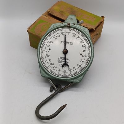 Vintage Salter commercial spring balance hanging scale - 220lb scale - in original box