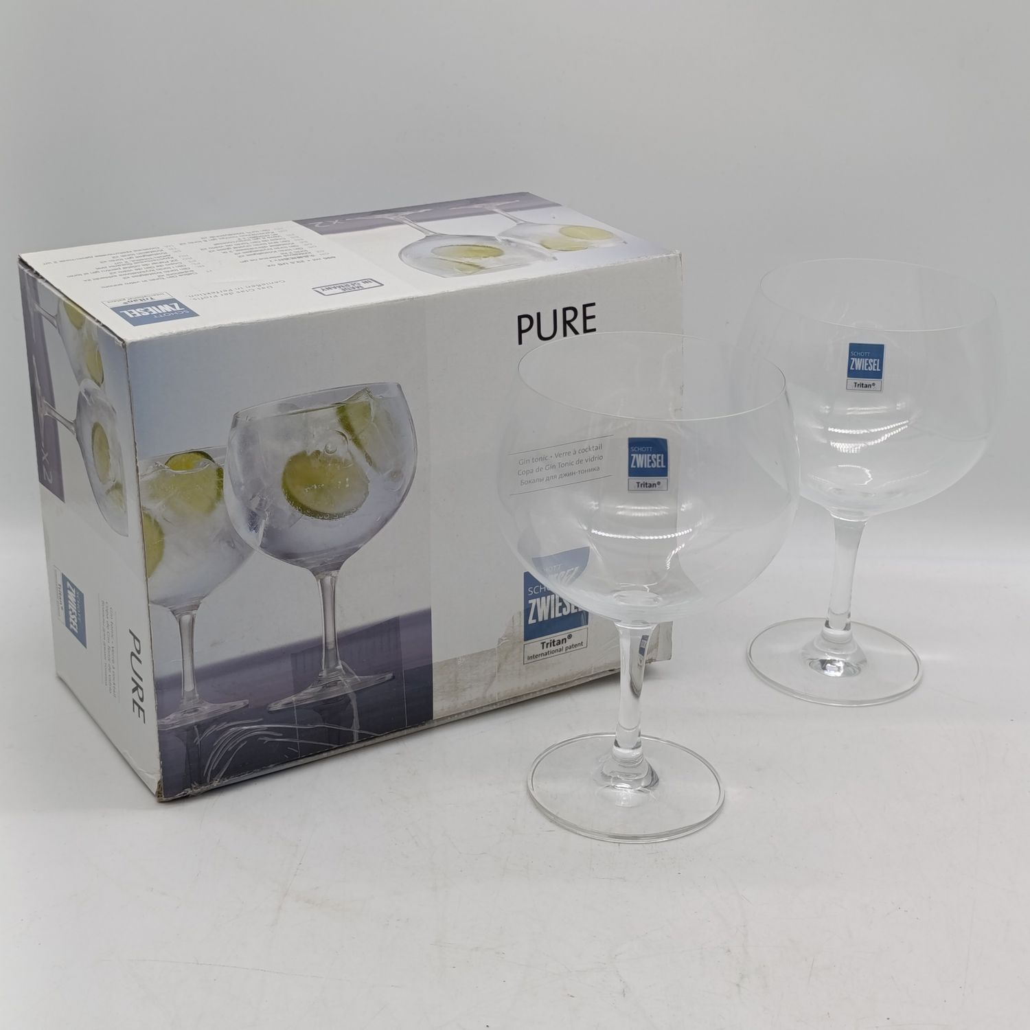 Set of 2 Schott Zwiesel German-made Tritan Crystal gin and tonic glasses - in original box