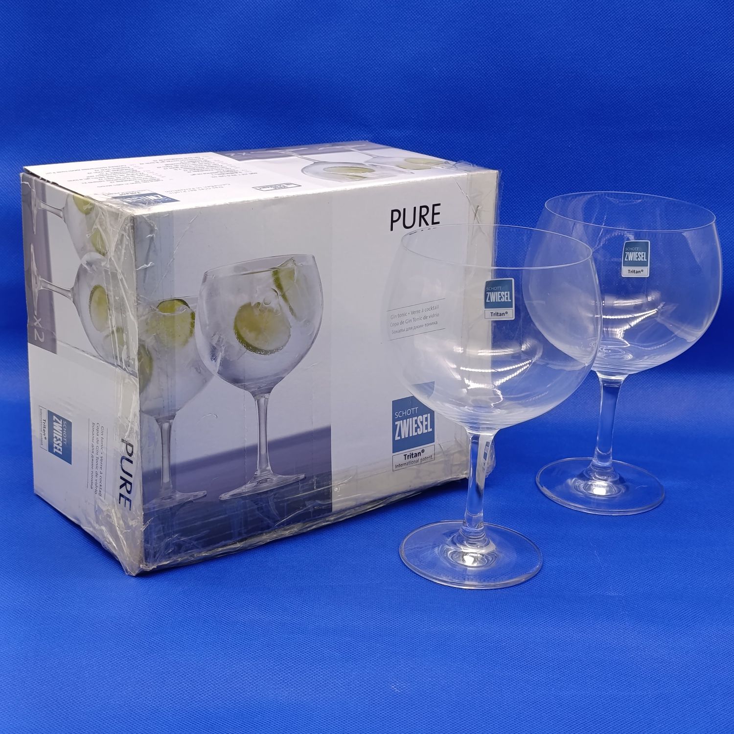 Set of 2 Schott Zwiesel German-made Tritan Crystal gin and tonic glasses - in original box