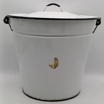 White enamel Slop bucket with lid
