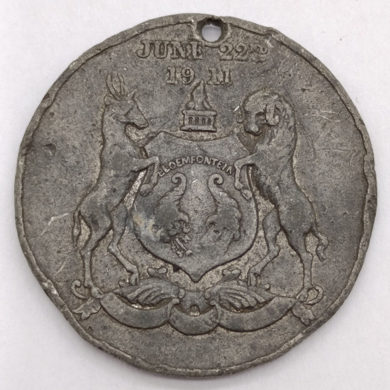 Bloemfontein 1911 Coronation medal for George V (5) - with South African coat of arms