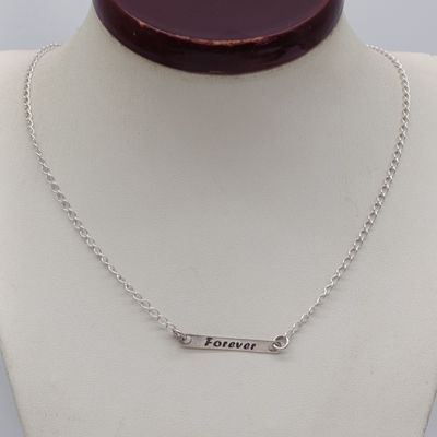 Sterling silver ID necklace inscribed 'FOREVER' - 45cm long and 3.7g