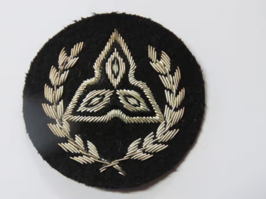 SWA Territorial Force Regimental Sergeant arm badge - Silver wire on black
