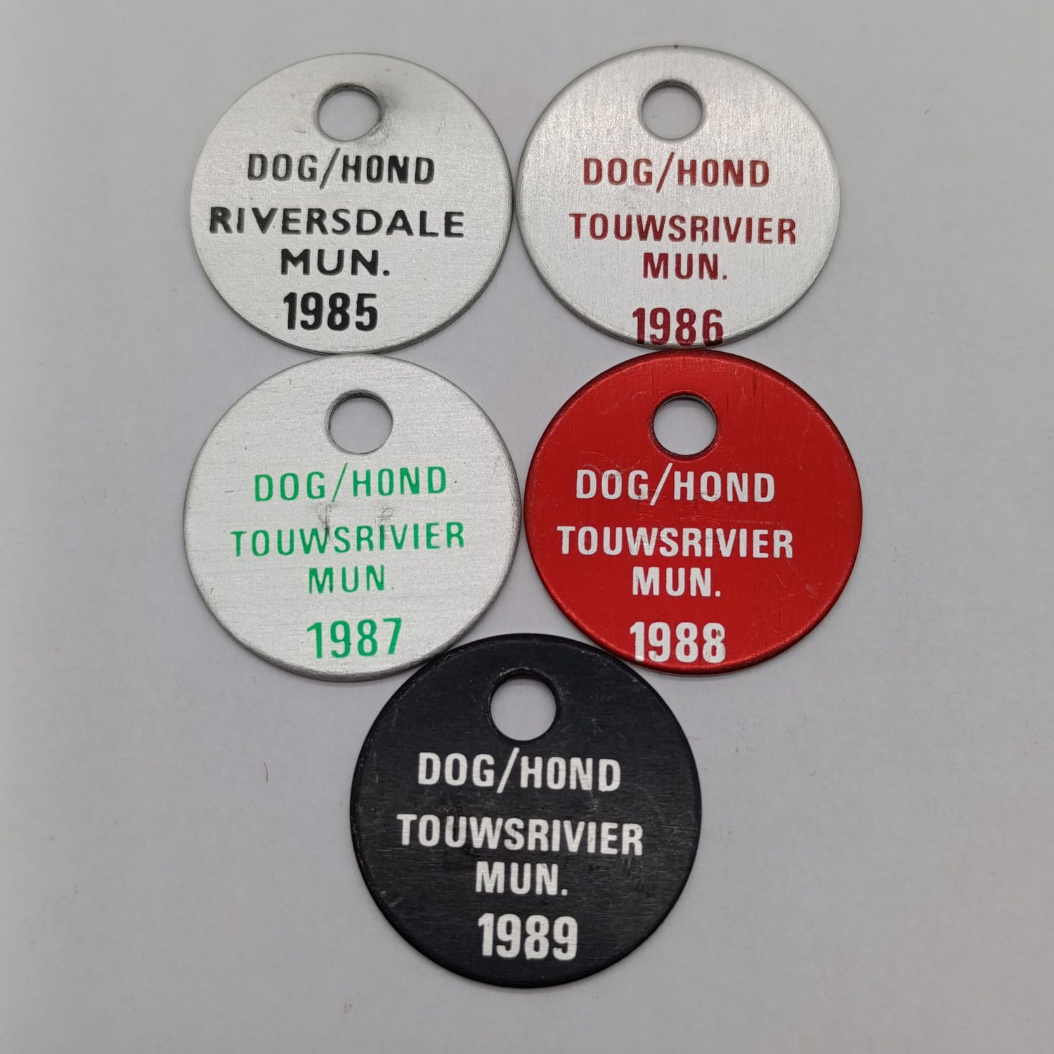 Lot of 1985 to 1989 Dog Licenses - 5 in total