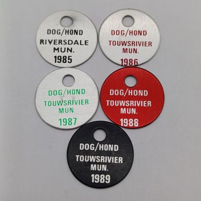 Lot of 1985 to 1989 Dog Licenses - 5 in total