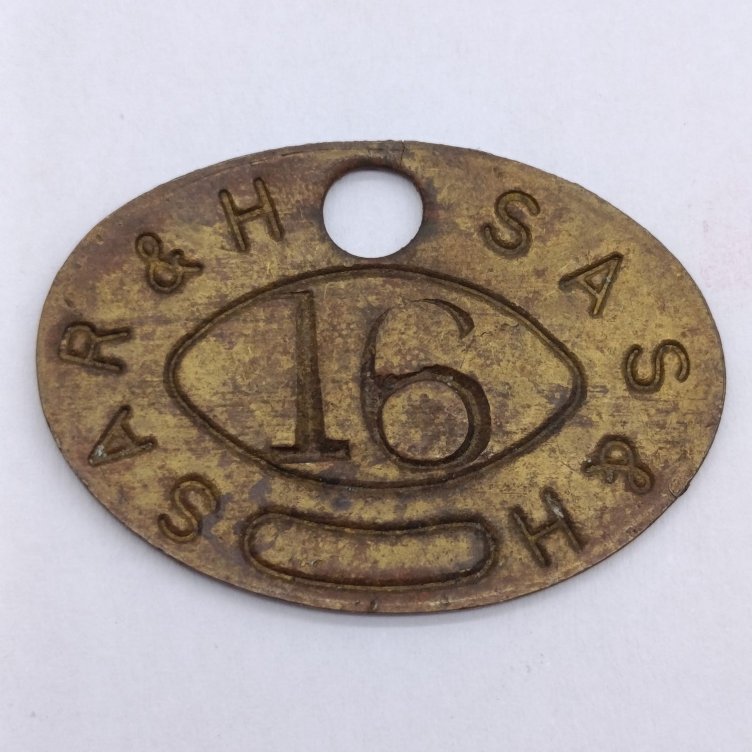 South African Railways and Harbors brass tool check token