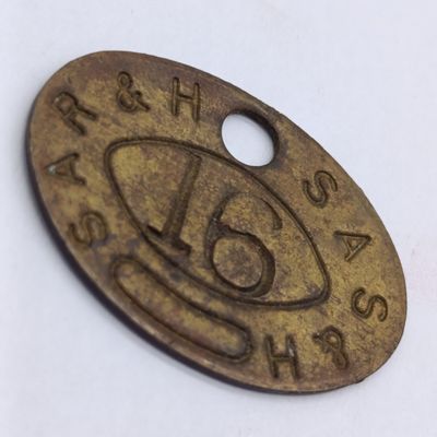 South African Railways and Harbors brass tool check token