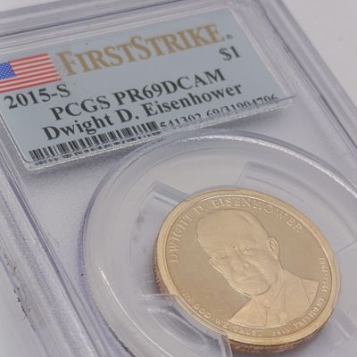 2015-S United States Dwight D Eisenhower one dollar coin graded PR69 by PCGS