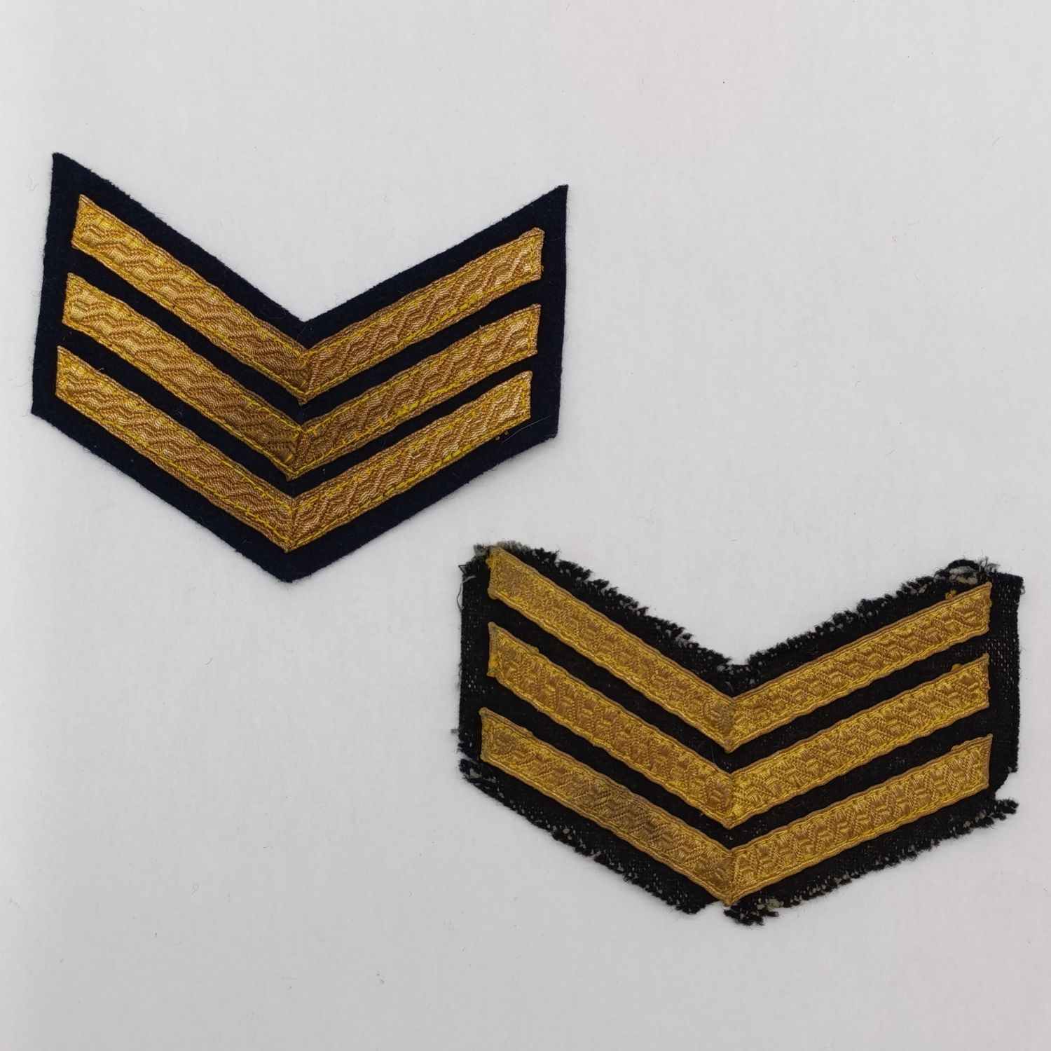 Pair of Commonwealth (Including South Africa) gold bullion Sergeant rank chevron patch