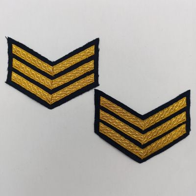 Pair of Commonwealth (Including South Africa) gold bullion Sergeant rank chevron patch