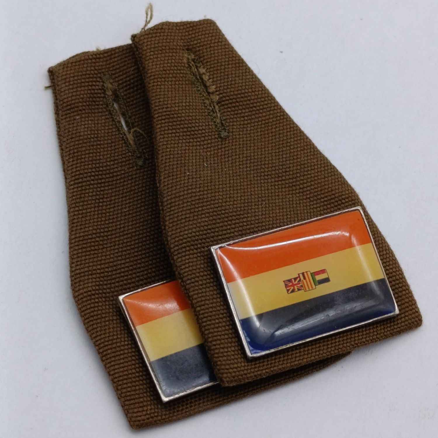 Set of 2 SADF Old South Africa Flag Fob Badge
