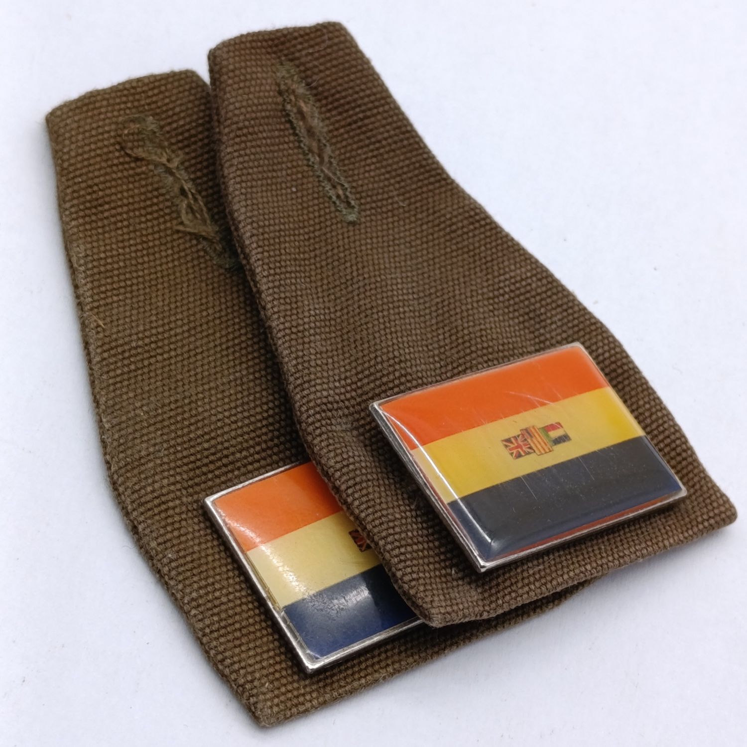 Set of 2 SADF Old South Africa Flag Fob Badge