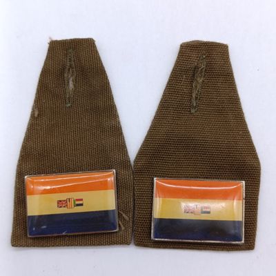 Set of 2 SADF Old South Africa Flag Fob Badge