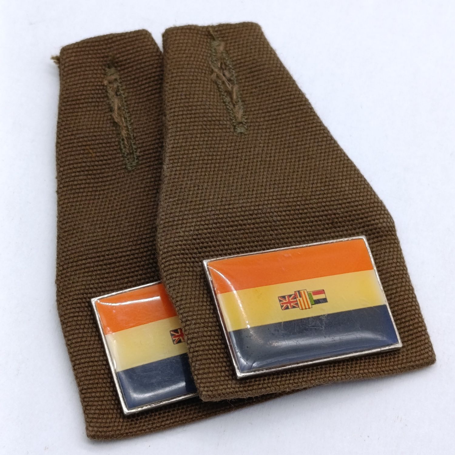 Set of 2 SADF Old South Africa Flag Fob Badge