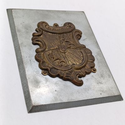 German Kingdom of Bavaria heraldic brass crest plaque on metal background
