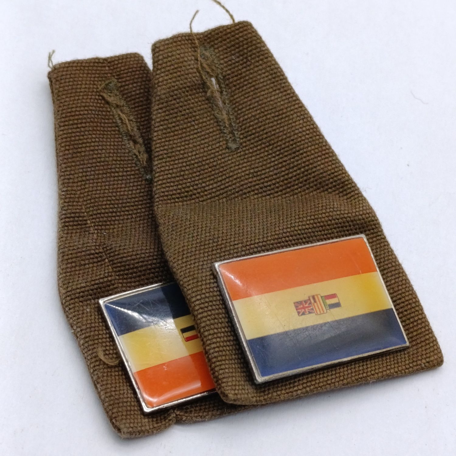 Set of 2 SADF Old South Africa Flag Fob Badge