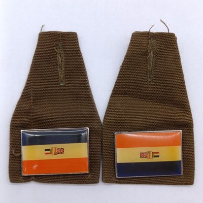 Set of 2 SADF Old South Africa Flag Fob Badge