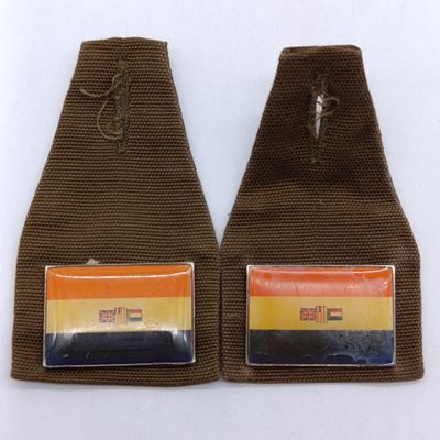 Set of 2 SADF Old South Africa Flag Fob Badge
