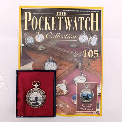 1810's Style Friedrich full hunter quartz pocket watch - #105 Pocket watch collection - with book
