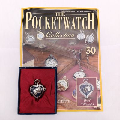 1990's Style Heart full hunter quartz pocket watch - #50 Pocket watch collection - with book