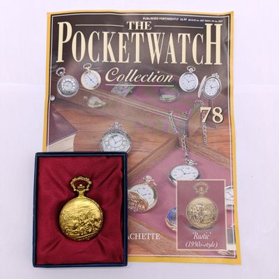 1950's Style Rustic full hunter quartz pocket watch - #78 Pocket watch collection - with book
