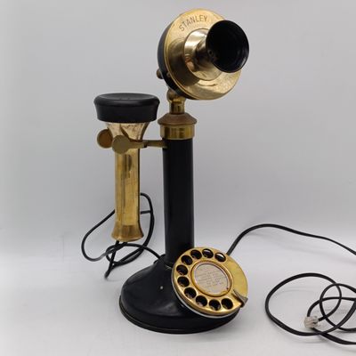 Original Vintage Stanley London Brass Candlestick telephone - Untested