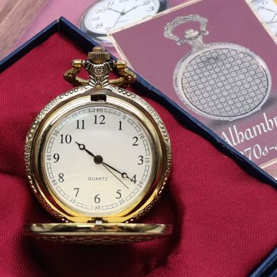 1870's Style Alhambra full hunter quartz pocket watch - #51 Pocket watch collection - with book