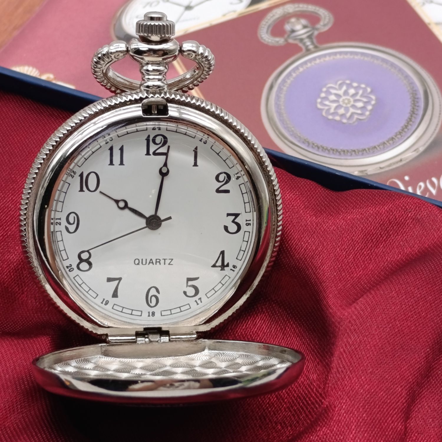 1870's Style Medieval full hunter quartz pocket watch - #76 Pocket watch collection - with book