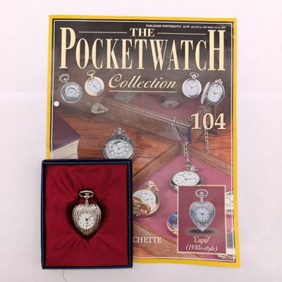 1930's Style Cupid full hunter quartz pocket watch - #104 Pocket watch collection - with book