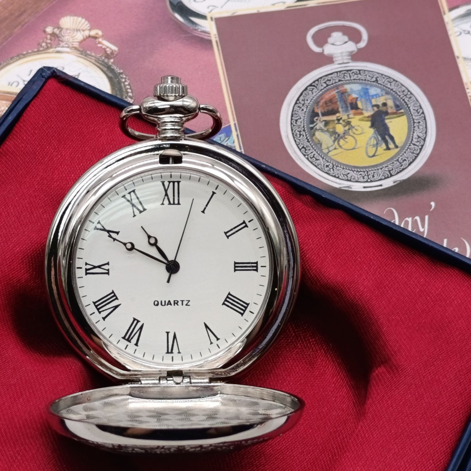 1820's Style Sunday full hunter quartz pocket watch - #108 Pocket watch collection - with book