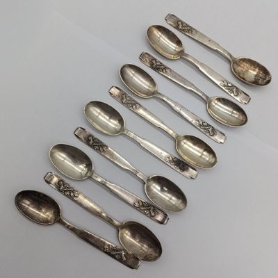 Lot of 10 Sternegg 90-18 spoons - heavy silverplated - usually issued as prize for shooting