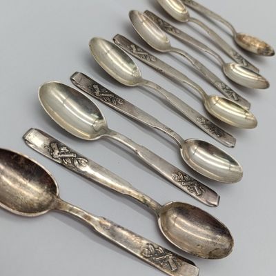 Lot of 10 Sternegg 90-18 spoons - heavy silverplated - usually issued as prize for shooting