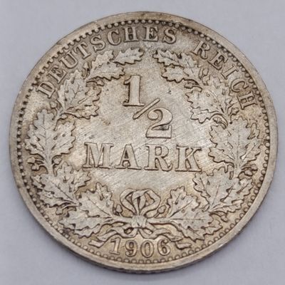 1906 German Reich half mark - XF+ - Berlin A Mintmark