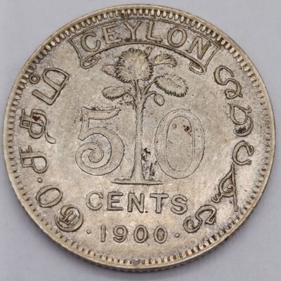 1900 Ceylon Silver 50 cent