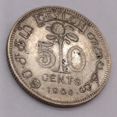 1900 Ceylon Silver 50 cent
