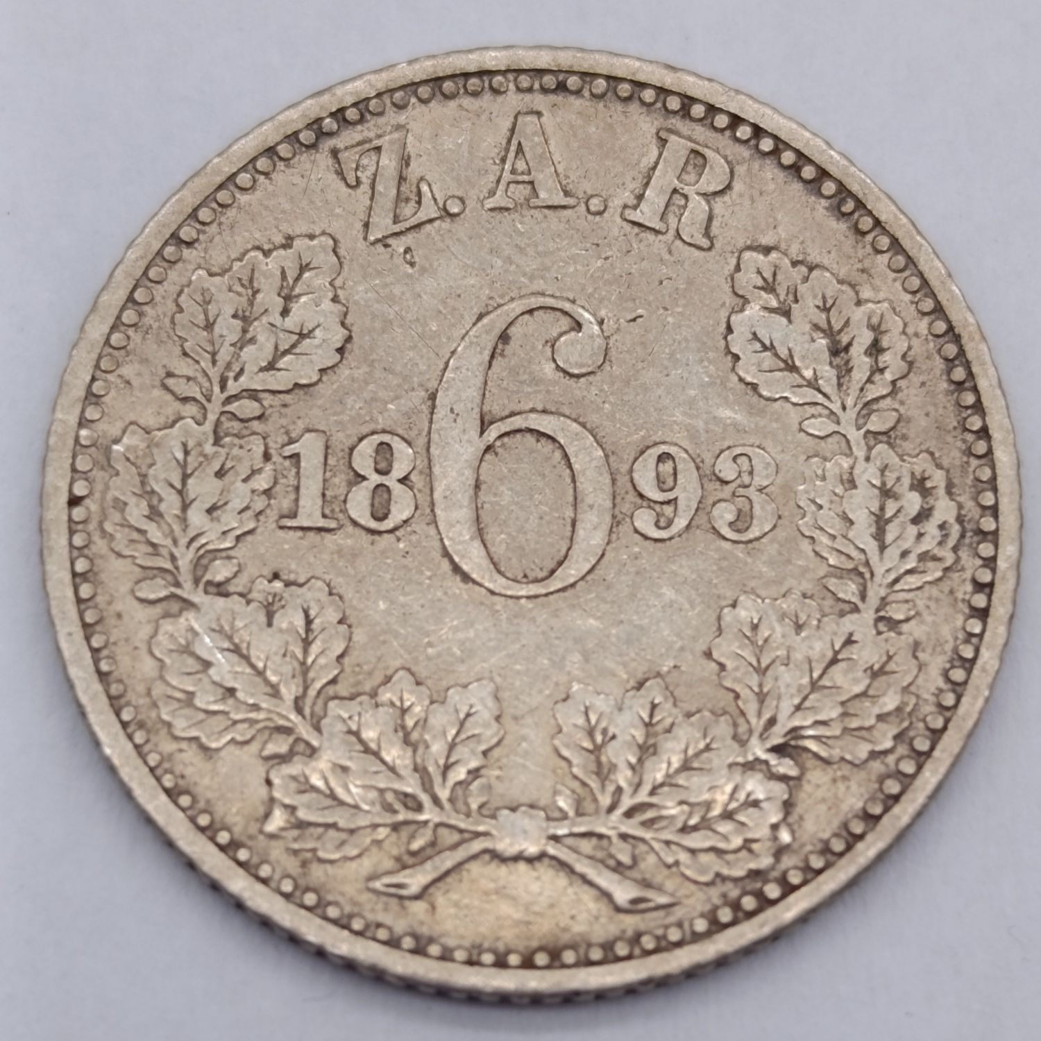 1893 ZAR Paul Kruger scarce silver 6d sixpence - VF+