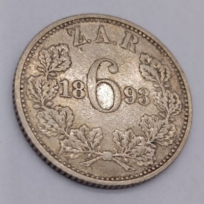 1893 ZAR Paul Kruger scarce silver 6d sixpence - VF+
