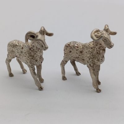 Pair of sterling silver sheep rams - total weight of 45.8g