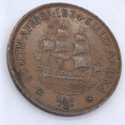 1934 South African half penny - AU