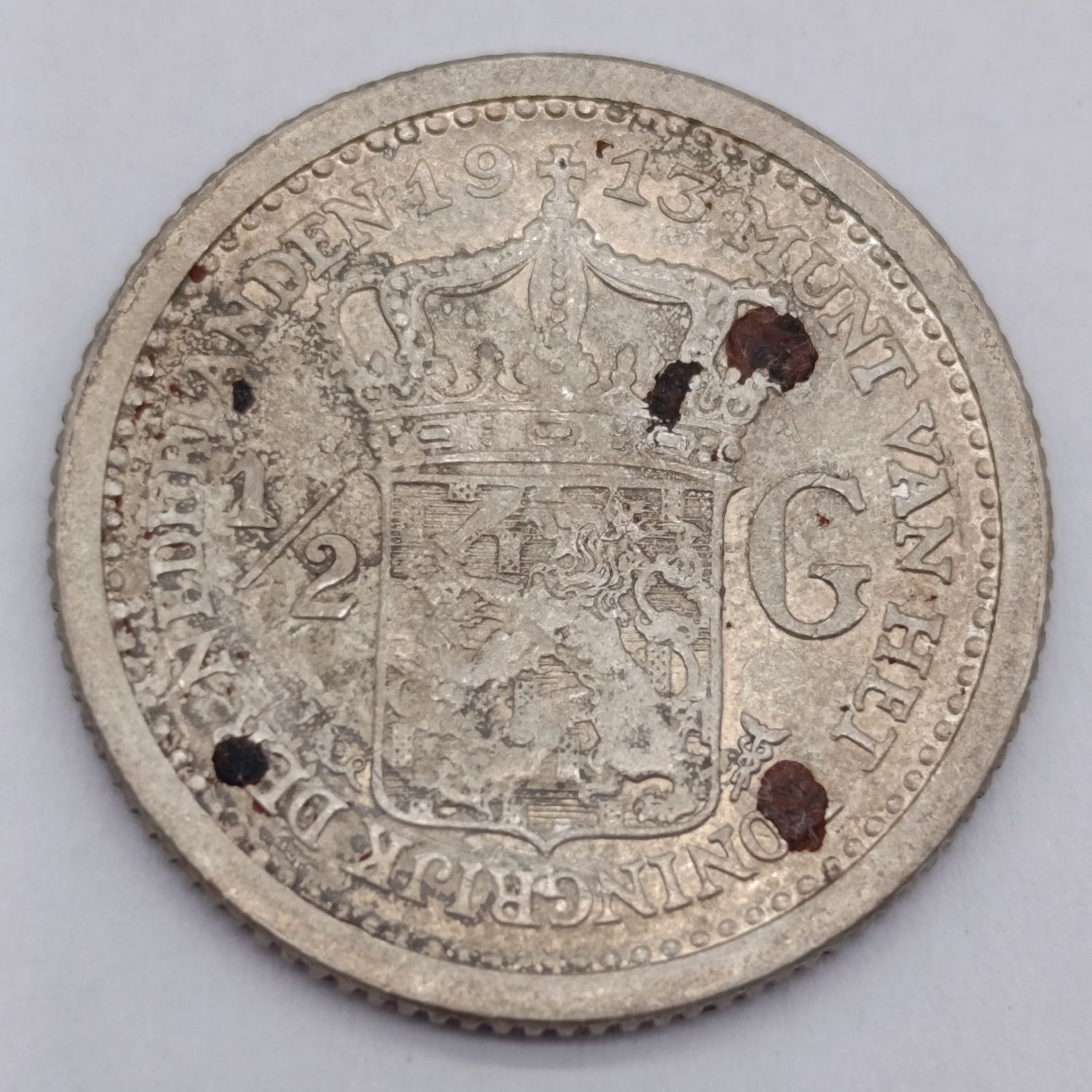1913 Netherlands Silver half gulden - XF